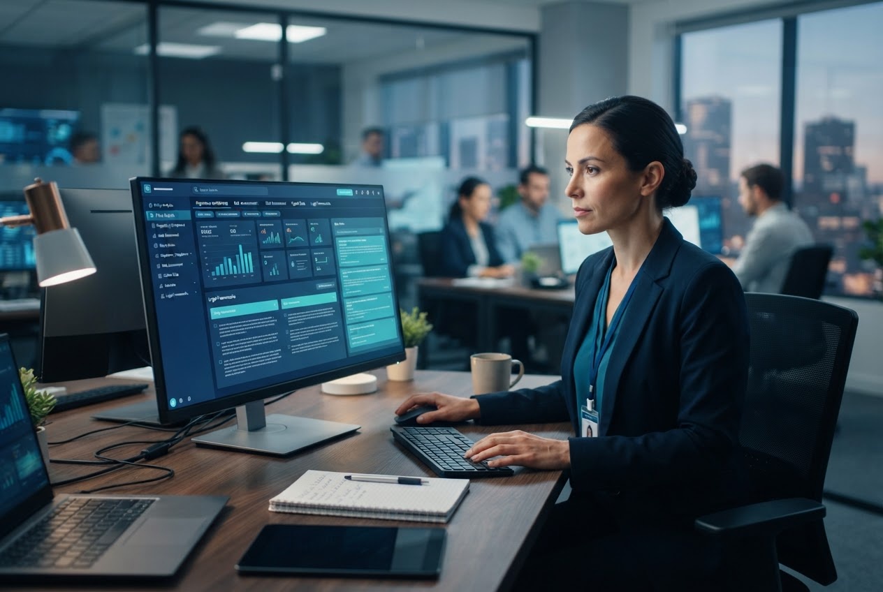 Professional accessing insurance knowledge base